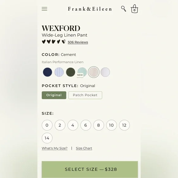 Frank & Eileen-Wexford wide leg, high-rise light tan cement pant - Picture 6 of 11